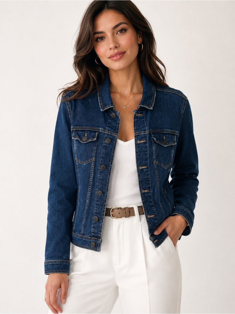 Talbots Dark Wash Denim Jacket Size 2X Classic Stretch Jean Jacket